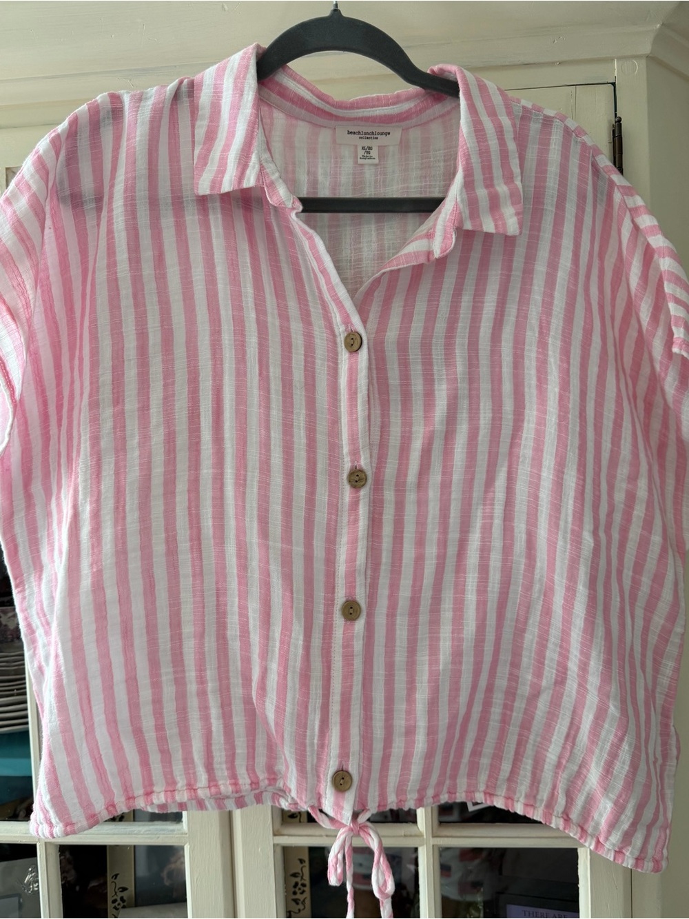 beachlunchlounge Pink and White Striped Top